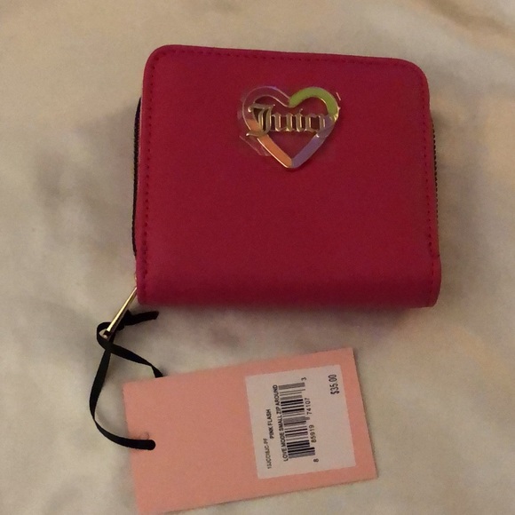 Juicy Couture Pink Flash Faux Leather Love Mode Small Zip Around Wallet NWT - Picture 14 of 16